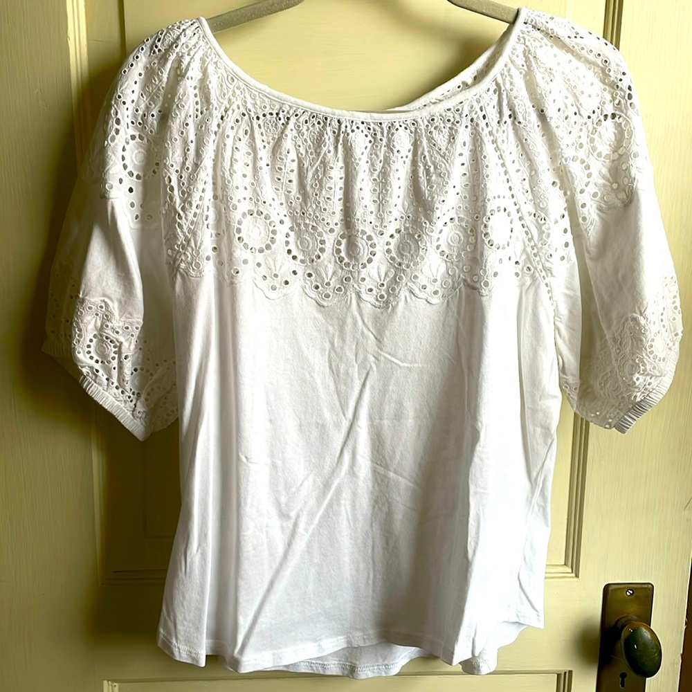 Loft White Lacey top Sz S